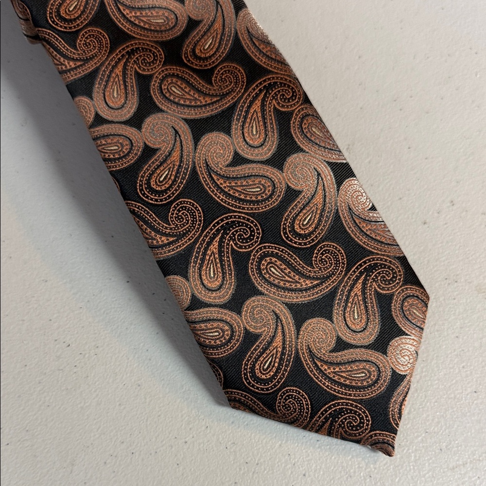 Christian Aujard Liberte Paris Black and Gold Paisley Tie